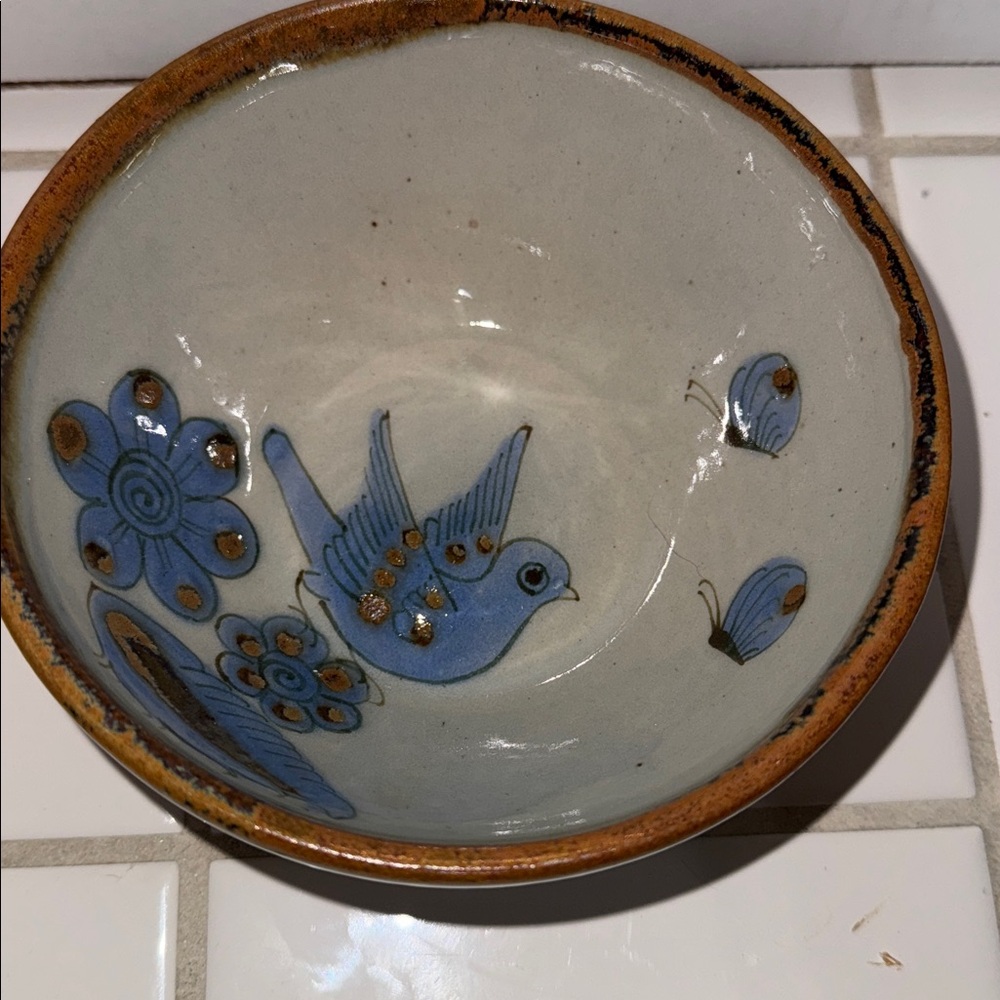 Ken Edwards Mexican TONALA POTTERY El Palomar 6.5” cereal bowl #12 🐈‍⬛